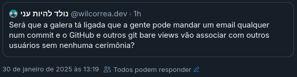 print do post do @wilcorrea.dev no bluesky se perguntando se as pessoas sabem que por default dá pra commitar por outra pessoa no git